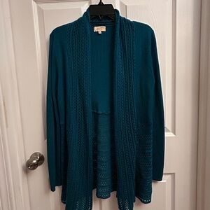 Choices Teal Knit Cardigan Sweater